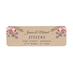 Boho craft  watercolor romantic floral bouquet