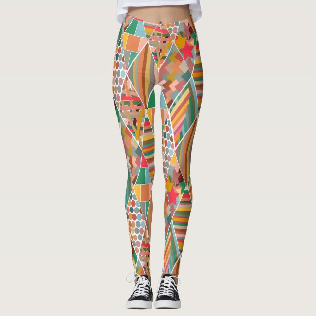 Boho Crazy Quilt Leggings (Front)
