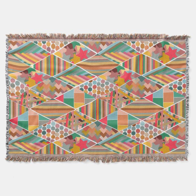 Boho Crazy Quilt Throw Blanket (Front)