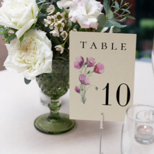 Boho Cream and Plum Floral Vintage Wedding Table N Table Number