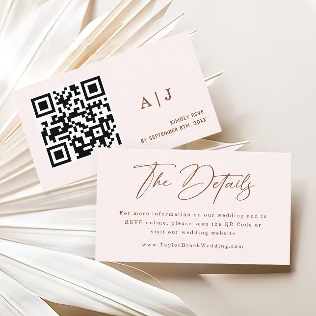 Boho Cream and Terracotta Wedding Website qr code Enclosure Card (Creator Uploaded)