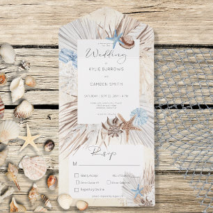 Boho Cream Beach Rustic Dinner All In One Invitation