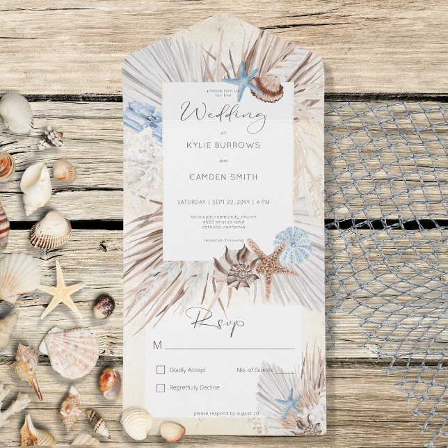 Boho Cream Beach Rustic No Dinner All In One Invitation (Creator Uploaded)