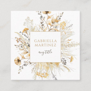 Boho Cream Terracotta Wildflower Square Business Card