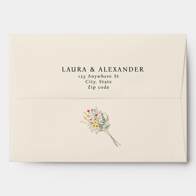 Boho Cream Wildflower Envelope (Back (Top Flap))