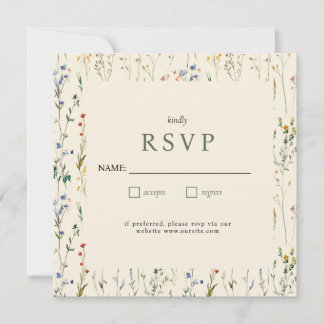 Boho Cream Wildflower RSVP Card