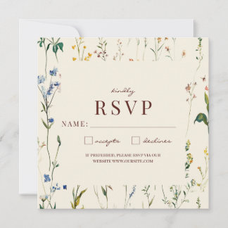 Boho Cream Wildflower RSVP Card (David & Jamie)