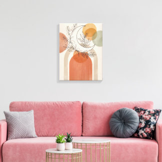 Boho Crescent Moon and Olive Branch Canvas Print