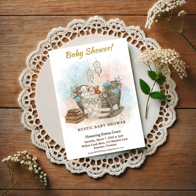 Boho Crib Dream Catcher Baby Shower Invitation (Creator Uploaded)