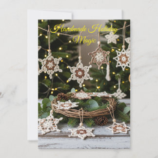 Boho Crochet Snowflake Christmas Ornaments Invitation