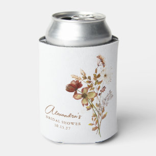 Boho Custom Earthy Nature Botanical Bridal Shower Can Cooler