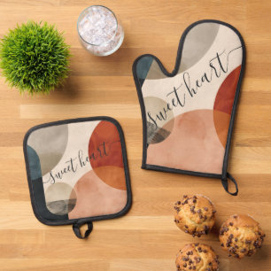 Boho Custom Name Oven Mitt & Pot Holder Set