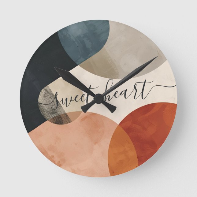 Boho Custom Name Round Clock (Front)