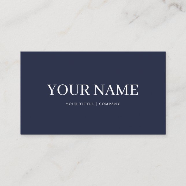 Boho Custom Navy Blue Simple Business Card (Front)
