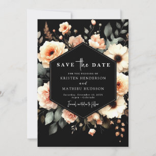Boho Custom Peach Wedding  Save The Date