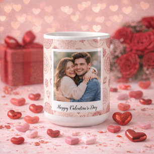 Boho Custom Photo & Text Valentine’s Day  Coffee Mug