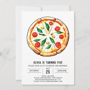 Boho Custom Pizza Birthday Invitation