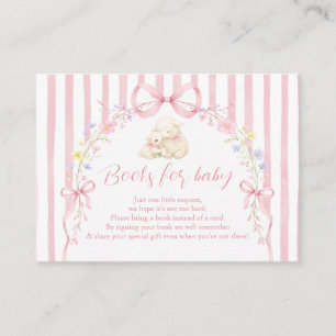 Boho Cute A little lamb Pink Bow Books for Baby Enclosure Card