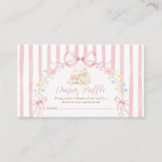 Boho Cute A little lamb Pink Bow Diaper Raffle Enclosure Card