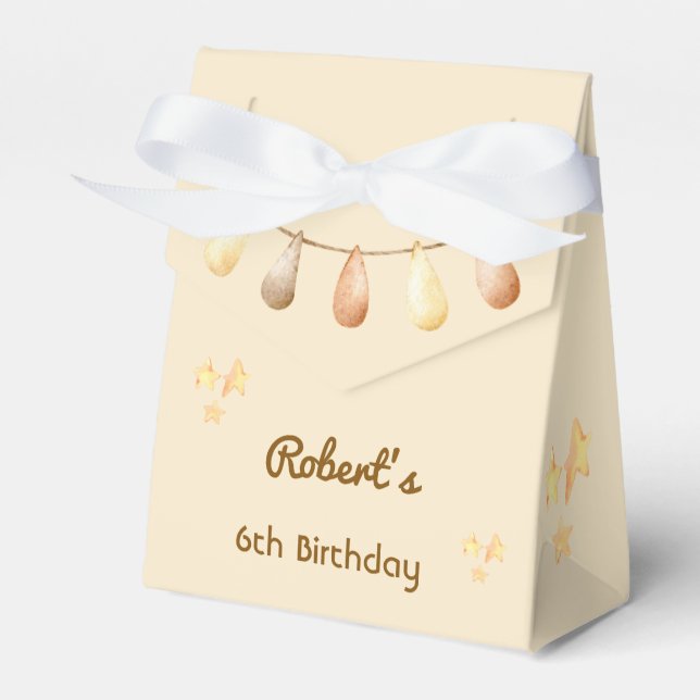 Boho cute Bear and Giraffe kids Birthday Favour Box (Front Side)