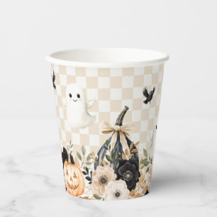 Boho Cute Ghost Halloween Baby Shower Paper Cups