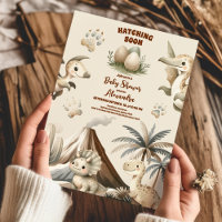 Boho Cute Hatching Soon Dinosaur Baby Shower