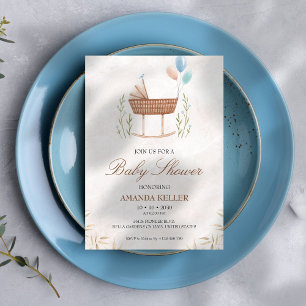 Boho Cute Leaf Cardinle Boho Baby Shower Invitation