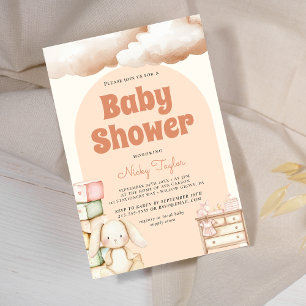 Boho Cute Rabbit Baby Shower Invitation