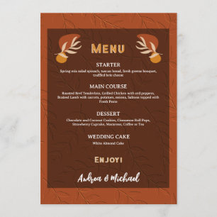 Boho Cute Vintage Terracotta Rust Burnt Orange  Menu