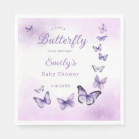 Boho Cute Watercolor purple Butterfly Baby Shower 