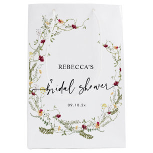 Boho Cute Wildflowers Bridal Shower Medium Gif Medium Gift Bag