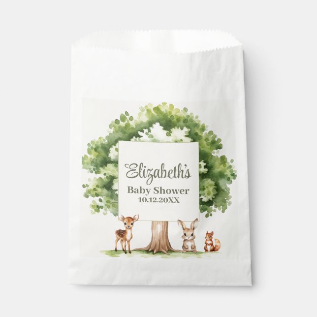 Boho Cute Woodland Animals Baby Shower  Favour Bags (Front)