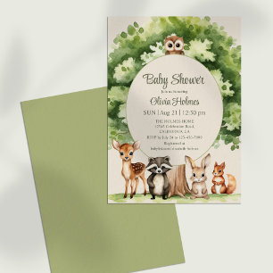 Boho Cute Woodland Animals Baby Shower Invitation