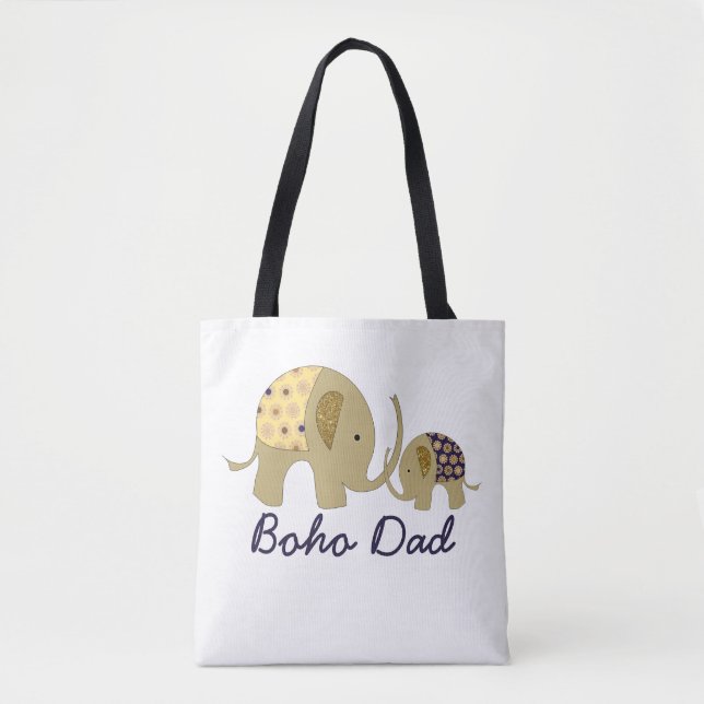 Boho Dad, Gold Elephant Tote Bag (Front)