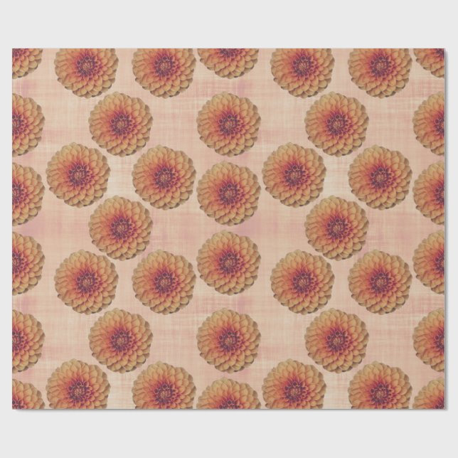 Boho Dahlia Floral Rustic Country Wrapping Paper (Flat)