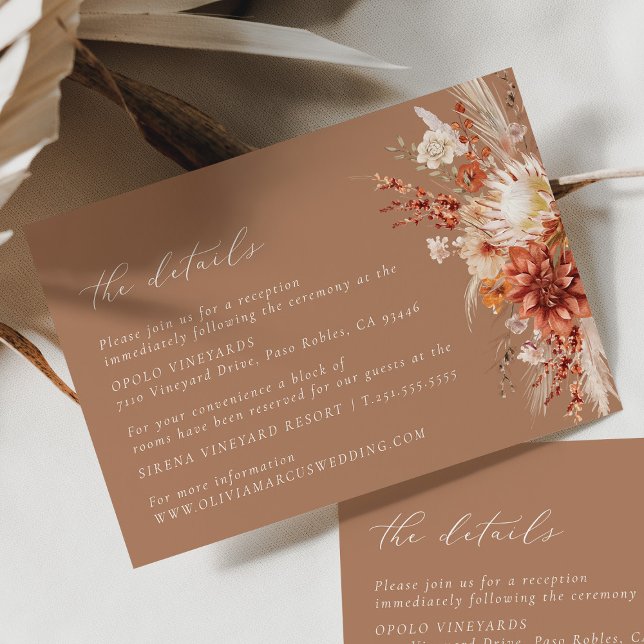 Boho Dahlia Wildflower Elegant Wedding Details Enclosure Card (Creator Uploaded)