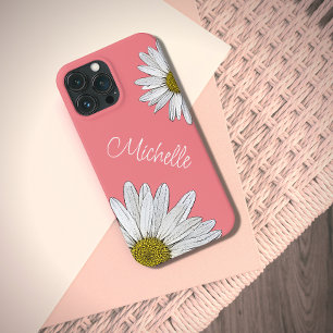 Boho Daisies Botanical Peach Trendy Floral iPhone 13 Pro Max Case