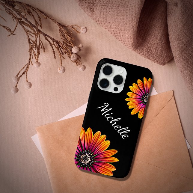 Boho Daisies Botanical Rustic Black  Case-Mate iPhone Case (Creator Uploaded)