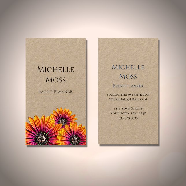 Boho Daisies Modern Botanical Event Planner Business Card (Creator Uploaded)