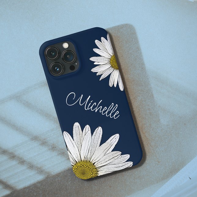 Boho Daisies Personalised Floral Navy Blue Case-Mate iPhone Case (Creator Uploaded)