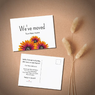 Boho Daisies Simple Botanical We've Moved Moving Announcement Postcard