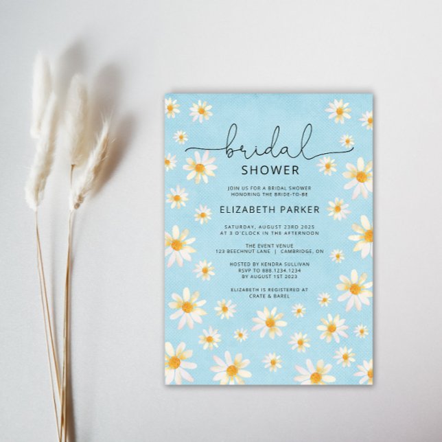 Boho Daisies Watercolor Bridal Shower Party Invitation (Creator Uploaded)