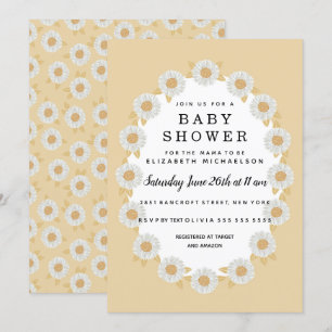 Boho Daisies Yellow Baby Girl Baby Shower Invitation
