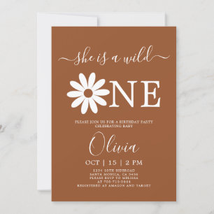 Boho Daisy 1st Birthday Invitation