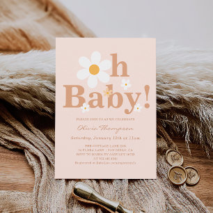 Boho Daisy Baby Girl Shower Invitation