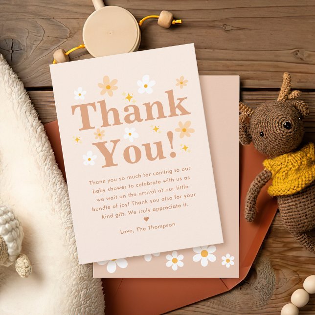 Boho Daisy Baby Shower Thank You Card (Creator Uploaded)