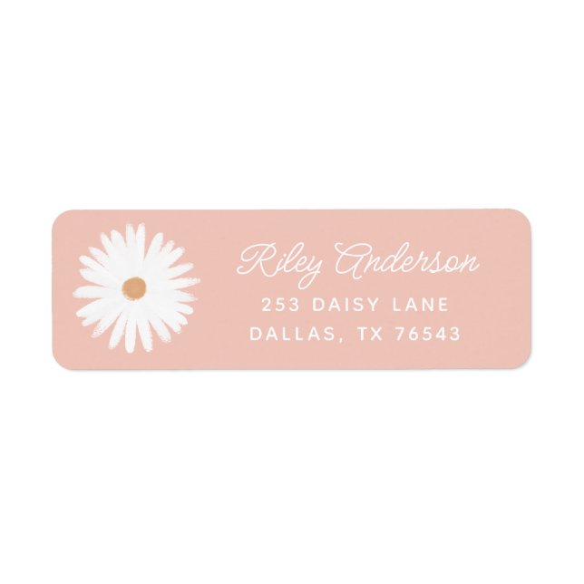 Boho Daisy Birthday Party Return Address (Front)