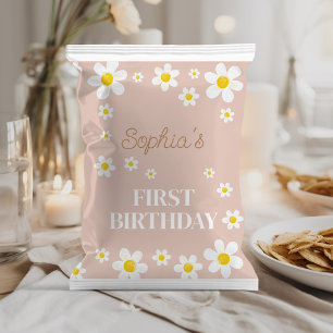 Boho Daisy Bloom Girl Birthday Chip Bag Wrapper