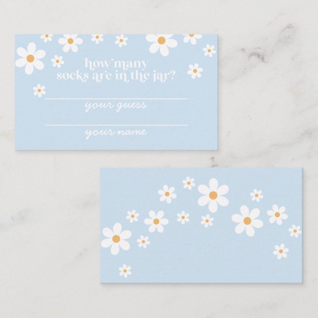 Boho daisy blue floral Baby Shower game card (Front/Back)