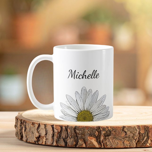 Boho Daisy Botanical Floral Cute Girly  Coffee Mug (Creator Uploaded)